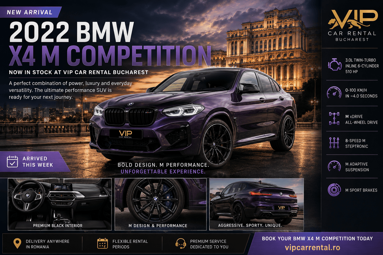 2022 BMW X4 M Competition Arrives at VIP Car Rental Bucharest